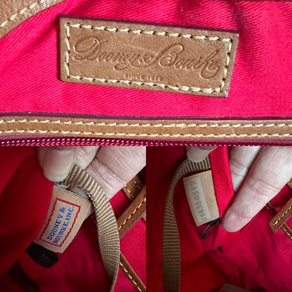 DOONEY & BOURKE Florentine Camel Leather Italian Logo Lock Tote - Picture 14 of 16